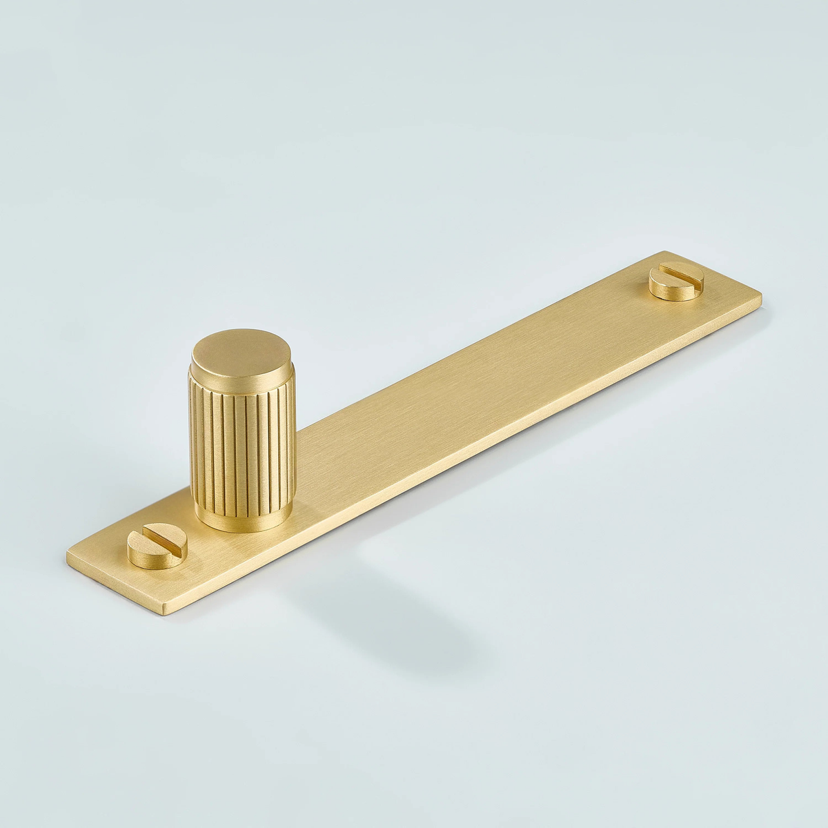 Aris Linear Knurled Brass Cylinder Knob With Backplate