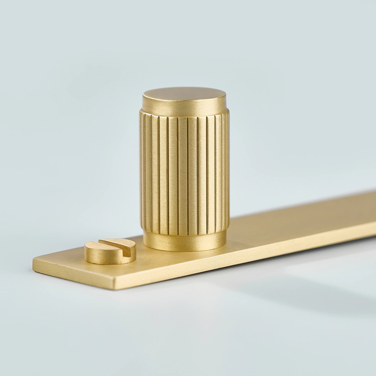 Aris Linear Knurled Brass Cylinder Knob With Backplate