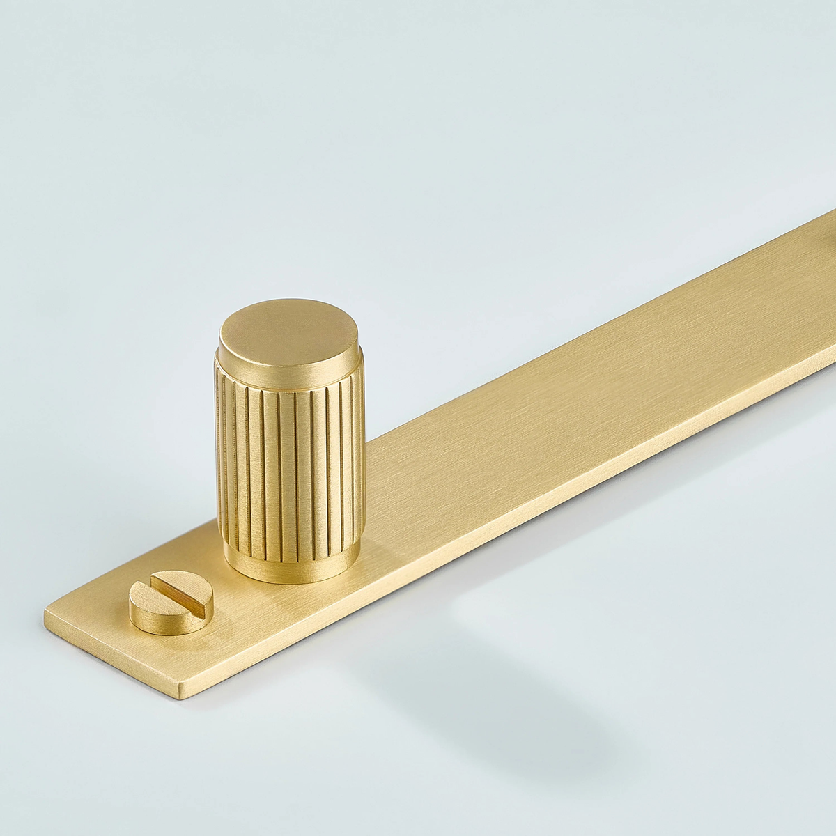 Aris Linear Knurled Brass Cylinder Knob With Backplate