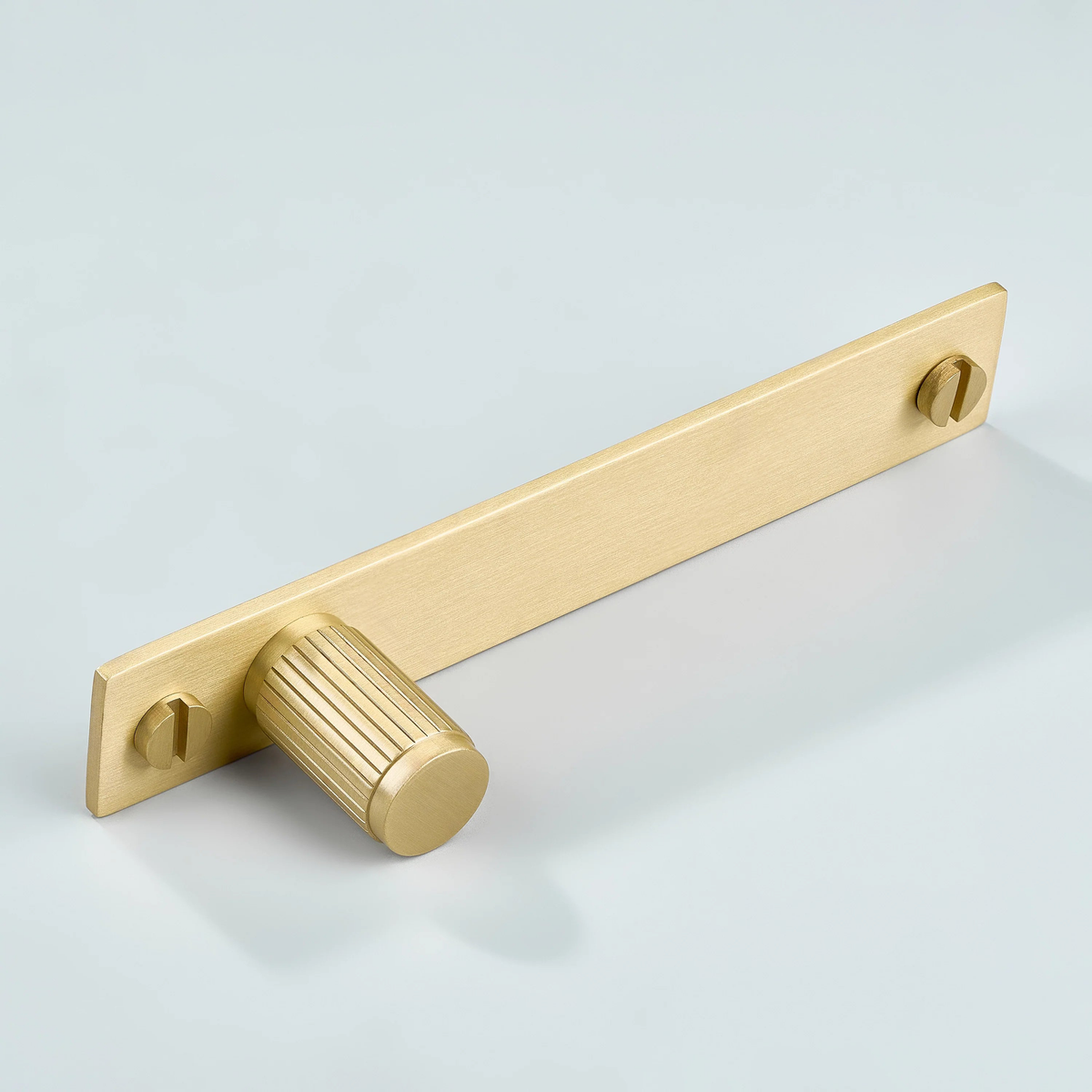 Aris Linear Knurled Brass Cylinder Knob With Backplate