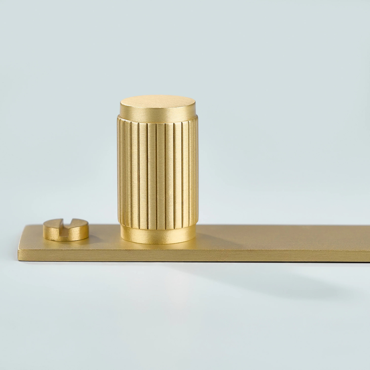 Aris Linear Knurled Brass Cylinder Knob With Backplate