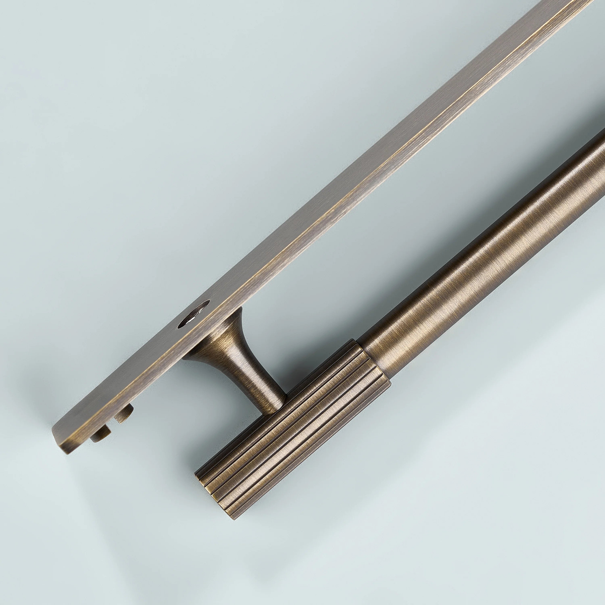 Aris Linear Knurled Brass Cabinet Handle With Backplate 