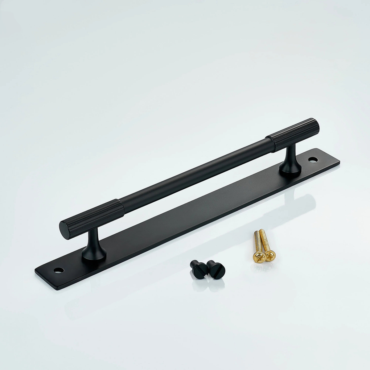 Aris Linear Knurled Brass Cabinet Handle With Backplate 