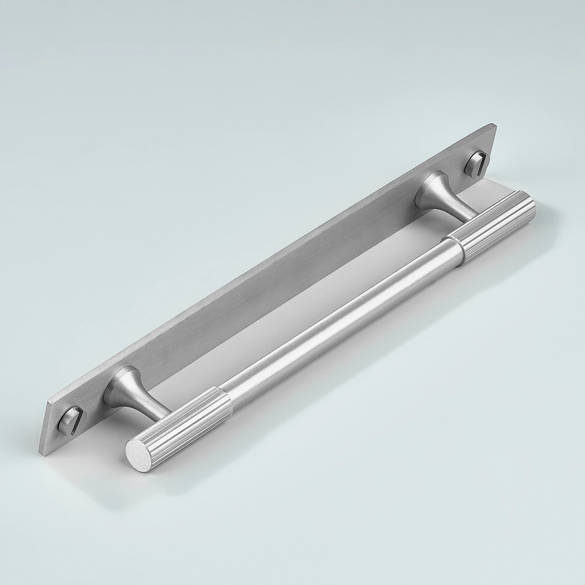 Aris Linear Knurled Brass Cabinet Handle With Backplate 