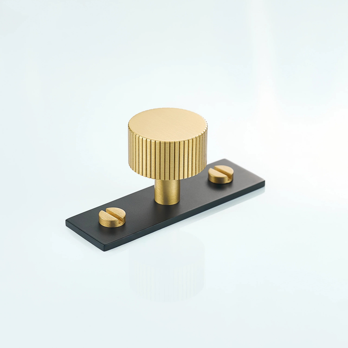Aris Linear Knurled Brass Cabinet Knob With Backplate