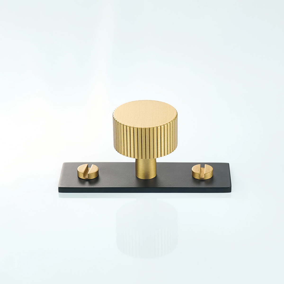 Aris Linear Knurled Brass Cabinet Knob With Backplate