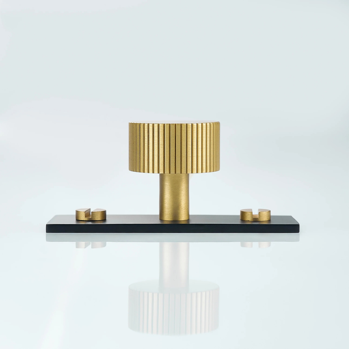 Aris Linear Knurled Brass Cabinet Knob With Backplate