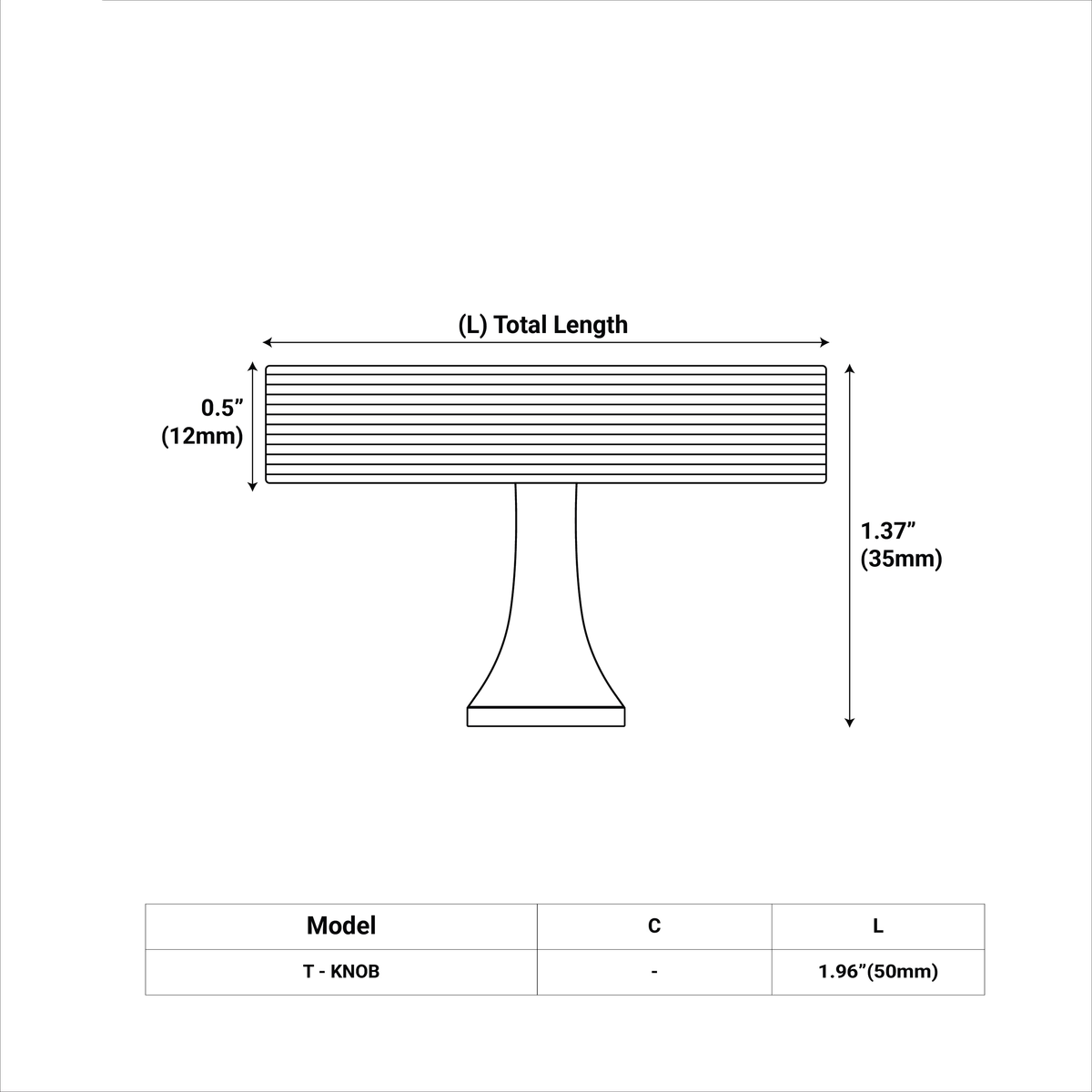 Aris Linear Knurled Cabinet T-Knob