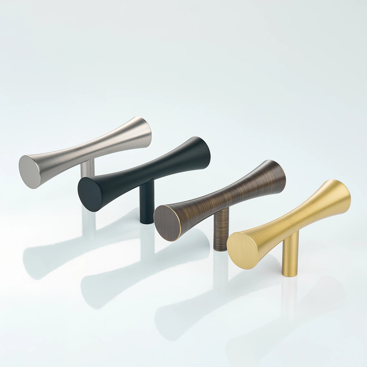 Flow Solid Brass Curve Cabinet T-Knob