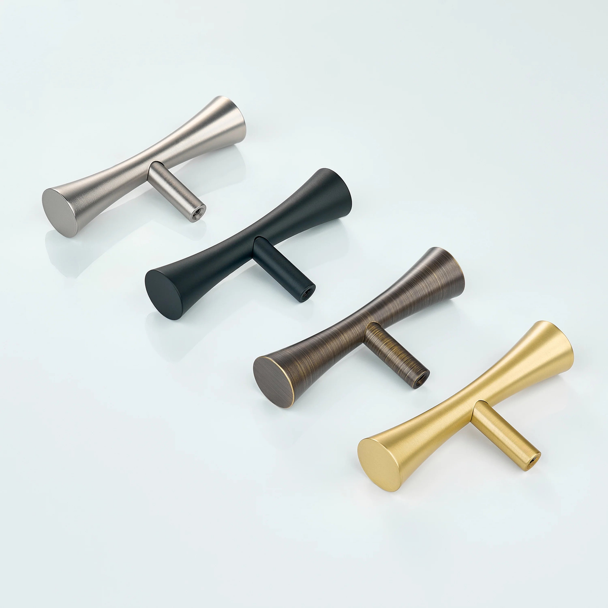 Flow Solid Brass Curve Cabinet T-Knob