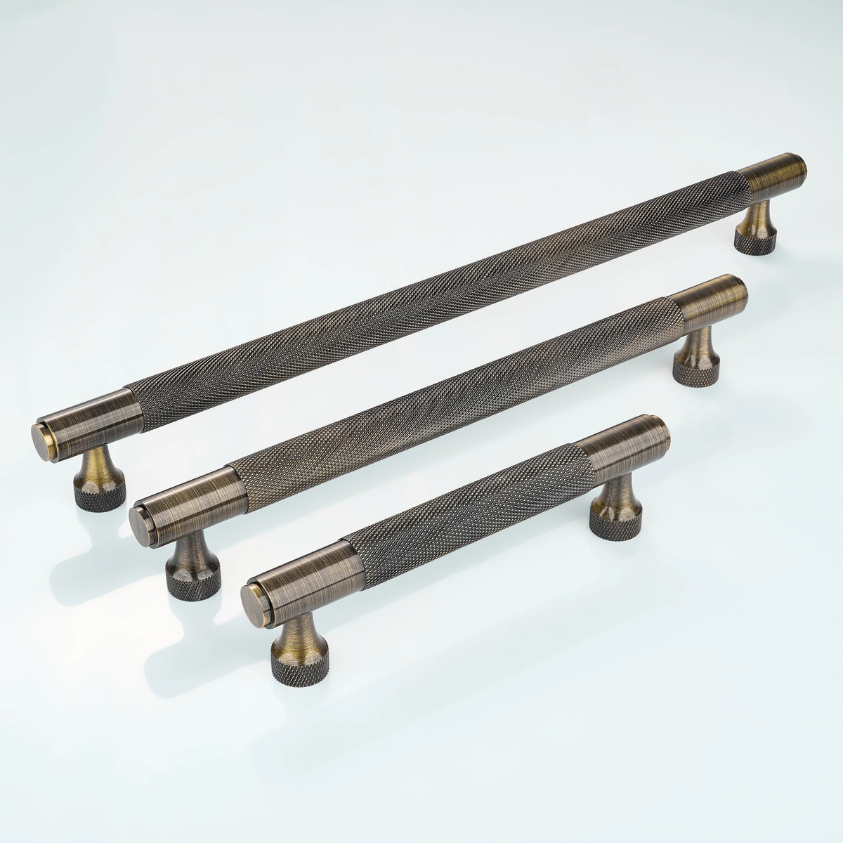 Horizon Knurled Brass Cabinet Handle