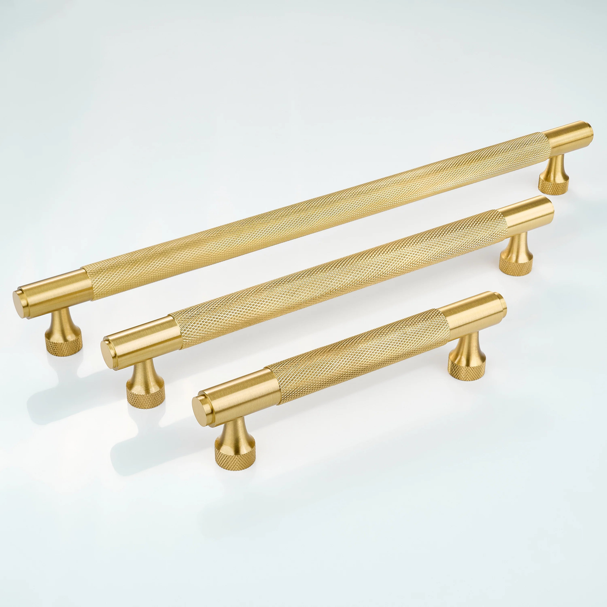 Horizon Knurled Brass Cabinet Handle