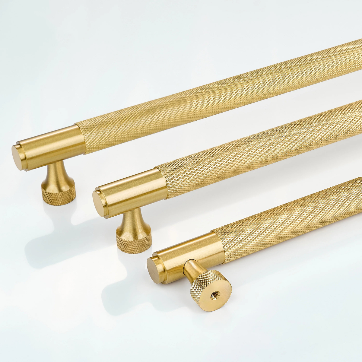 Horizon Knurled Brass Cabinet Handle