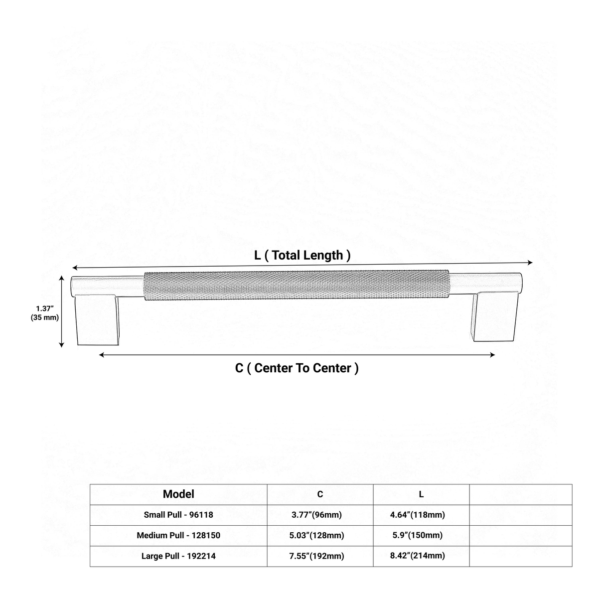 Kronos Knurled Cabinet Handle
