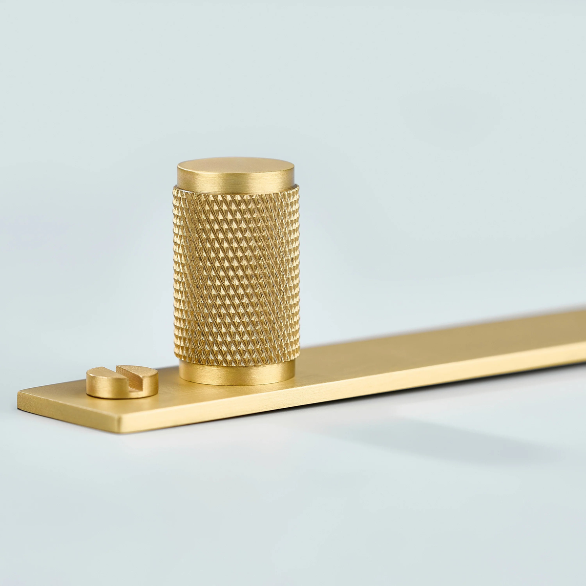 Meridian Knurled Brass Cylinder Knob With Backplate