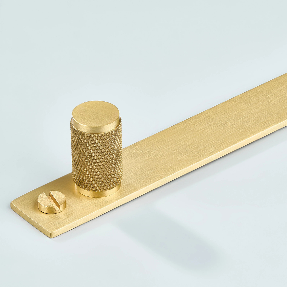 Meridian Knurled Brass Cylinder Knob With Backplate
