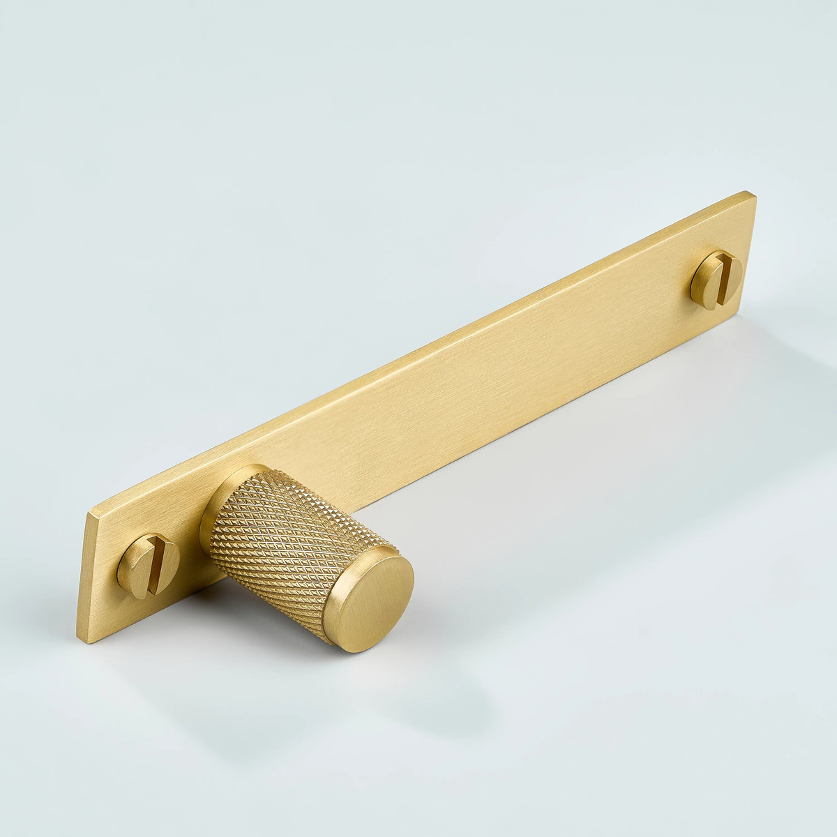 Meridian Knurled Brass Cylinder Knob With Backplate