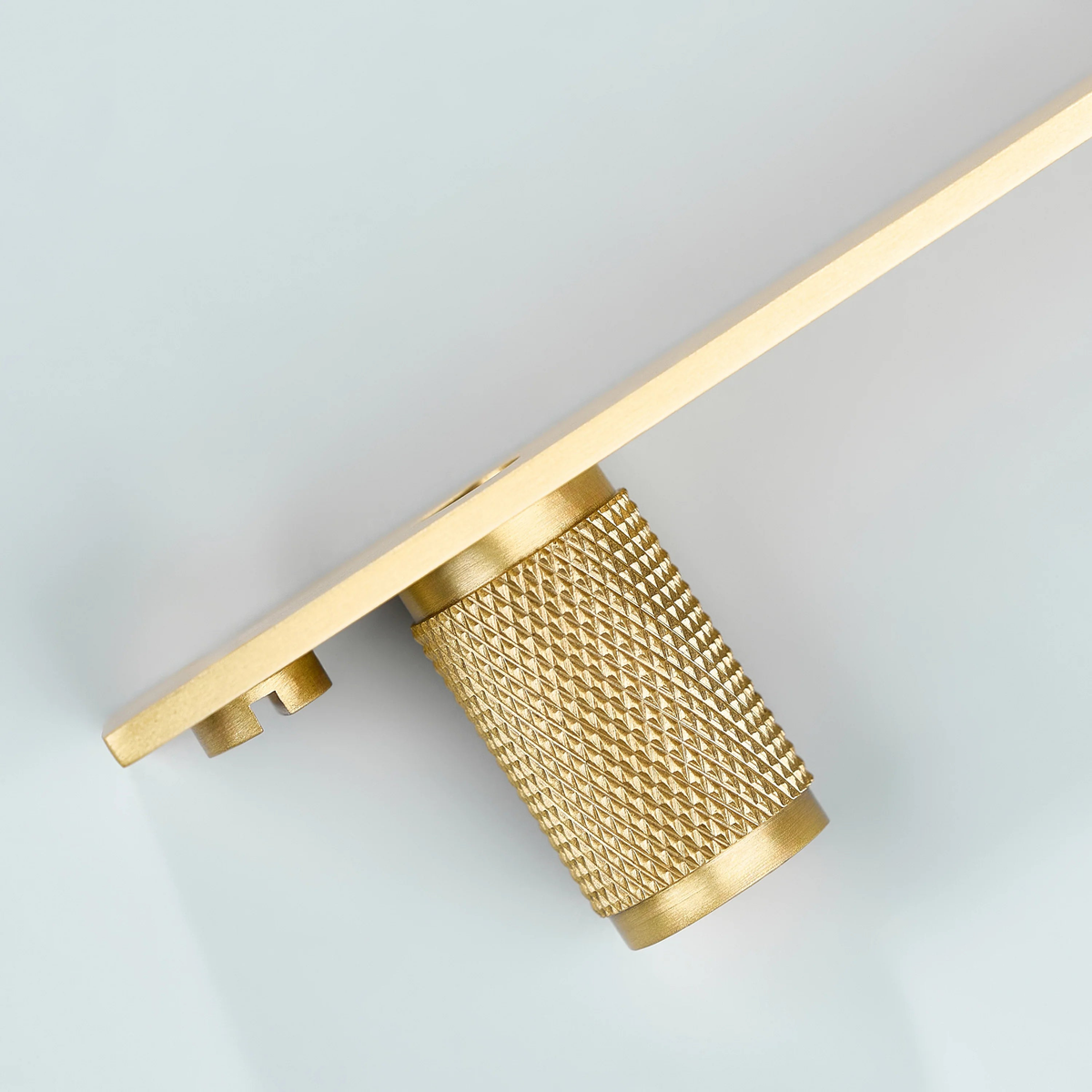 Meridian Knurled Brass Cylinder Knob With Backplate