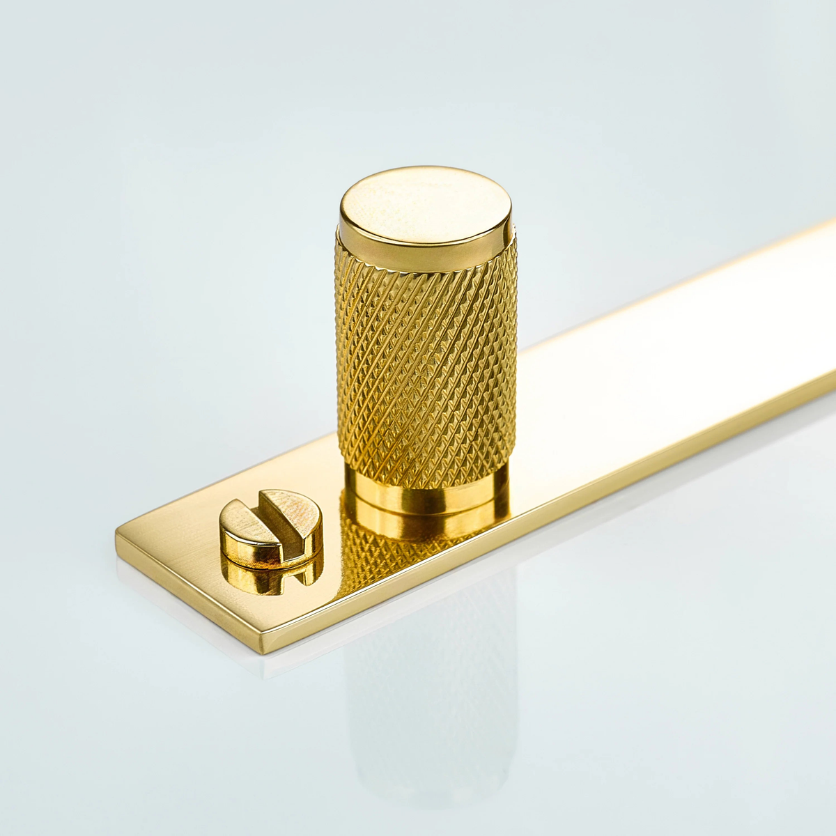 Meridian Knurled Brass Cylinder Knob With Backplate