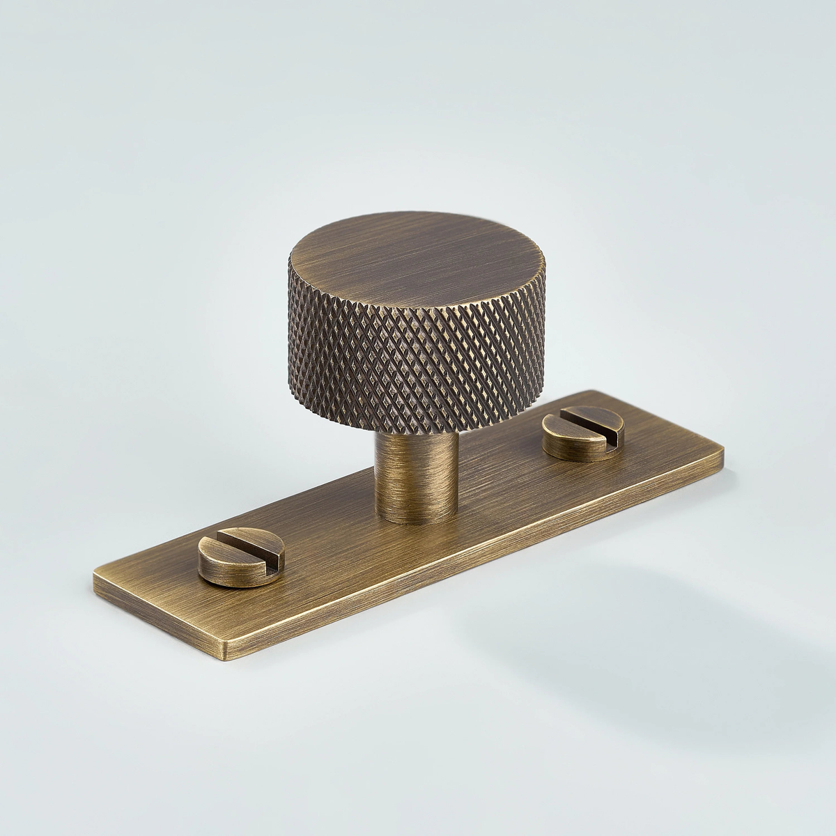 Vale Knurled Brass Cabinet Knob With Backplate