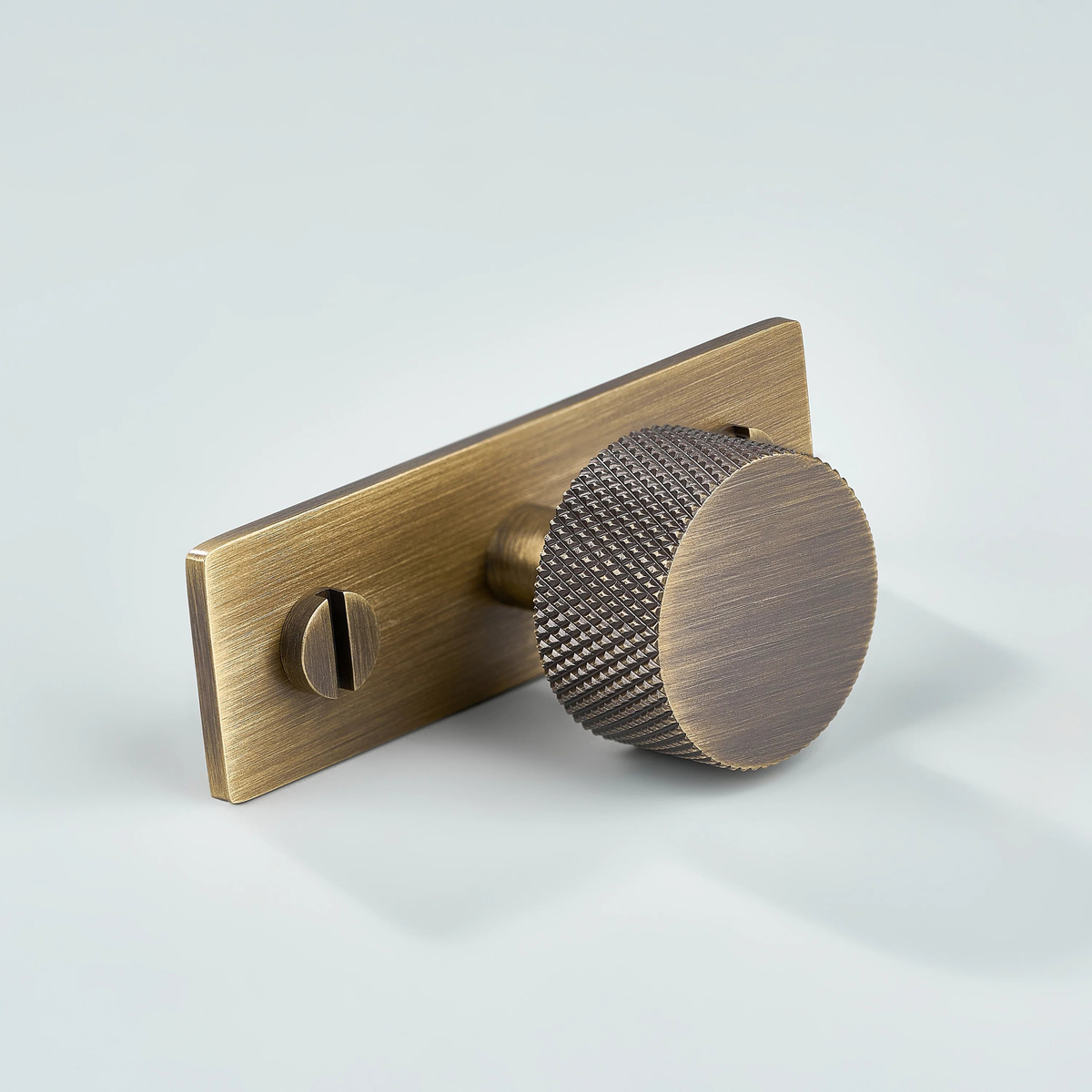 Vale Knurled Brass Cabinet Knob With Backplate