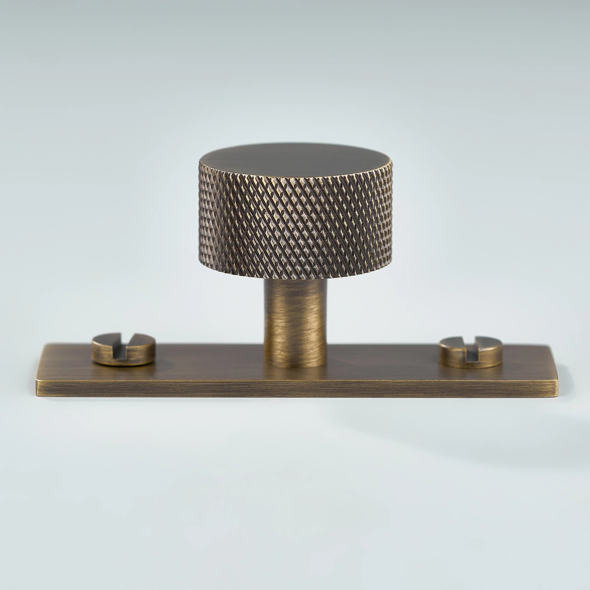 Vale Knurled Brass Cabinet Knob With Backplate