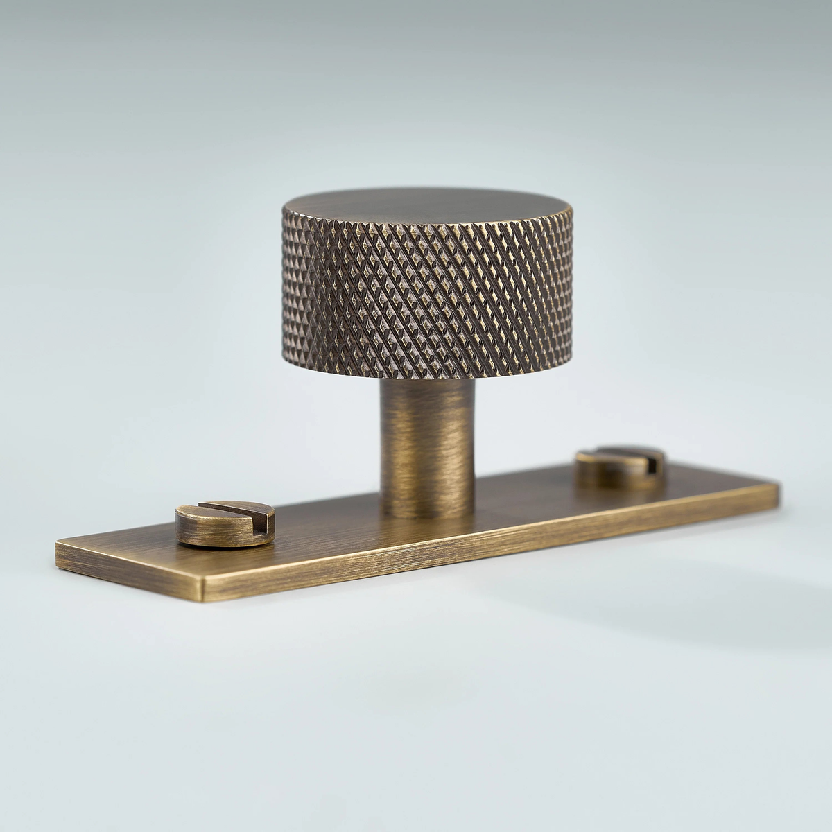 Vale Knurled Brass Cabinet Knob With Backplate