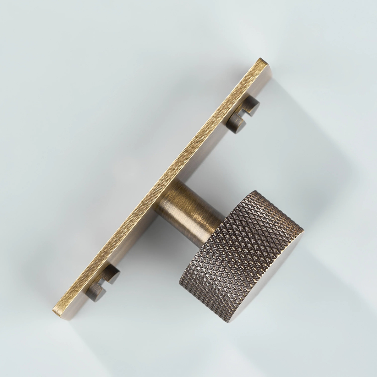 Vale Knurled Brass Cabinet Knob With Backplate