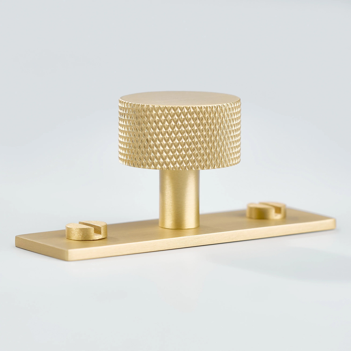 Vale Knurled Brass Cabinet Knob With Backplate