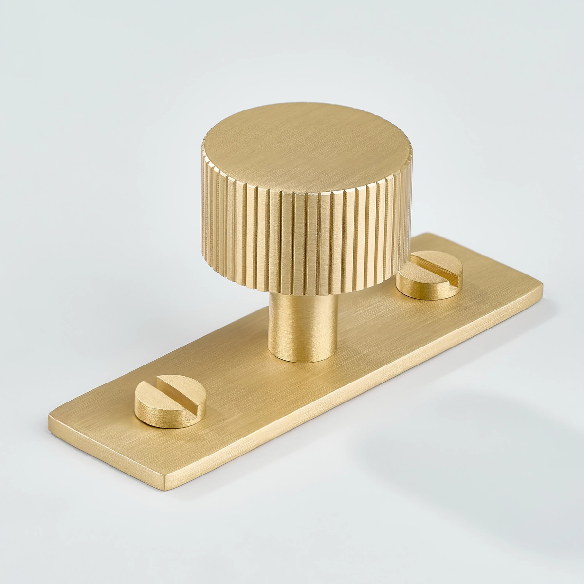 Aris Linear Knurled Brass Cabinet Knob With Backplate
