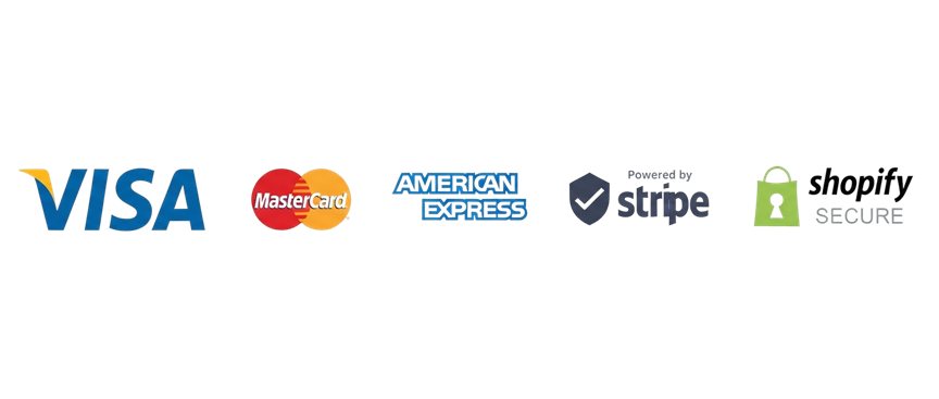 Visa, Mastercard, American Express, Stripe, Shopify